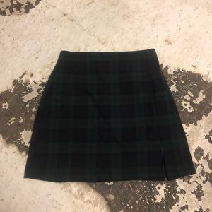 Dark green plaid skirt